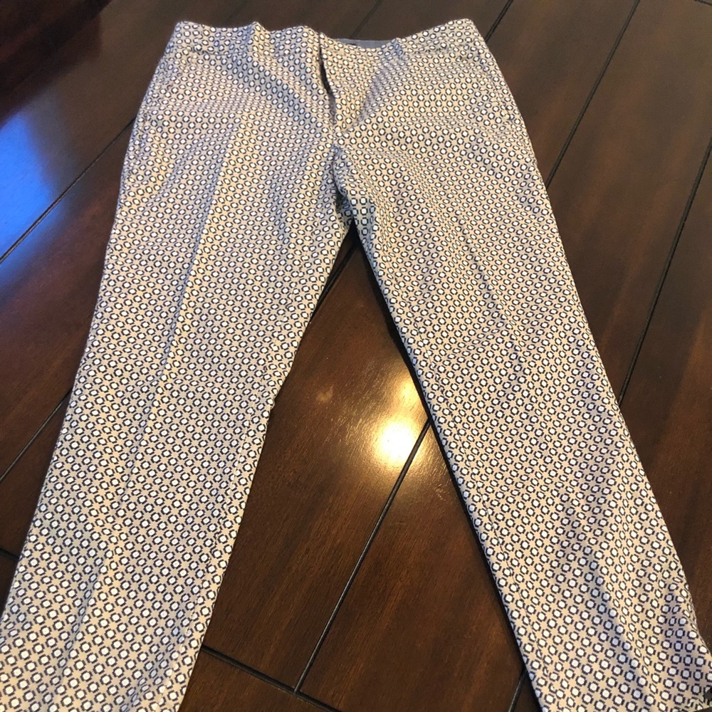 Tan with Print Banana Republic Hampton pant.